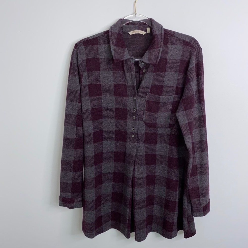 Soft Surroundings Mad About Plaid Tunic Top Size Medium M EUC
